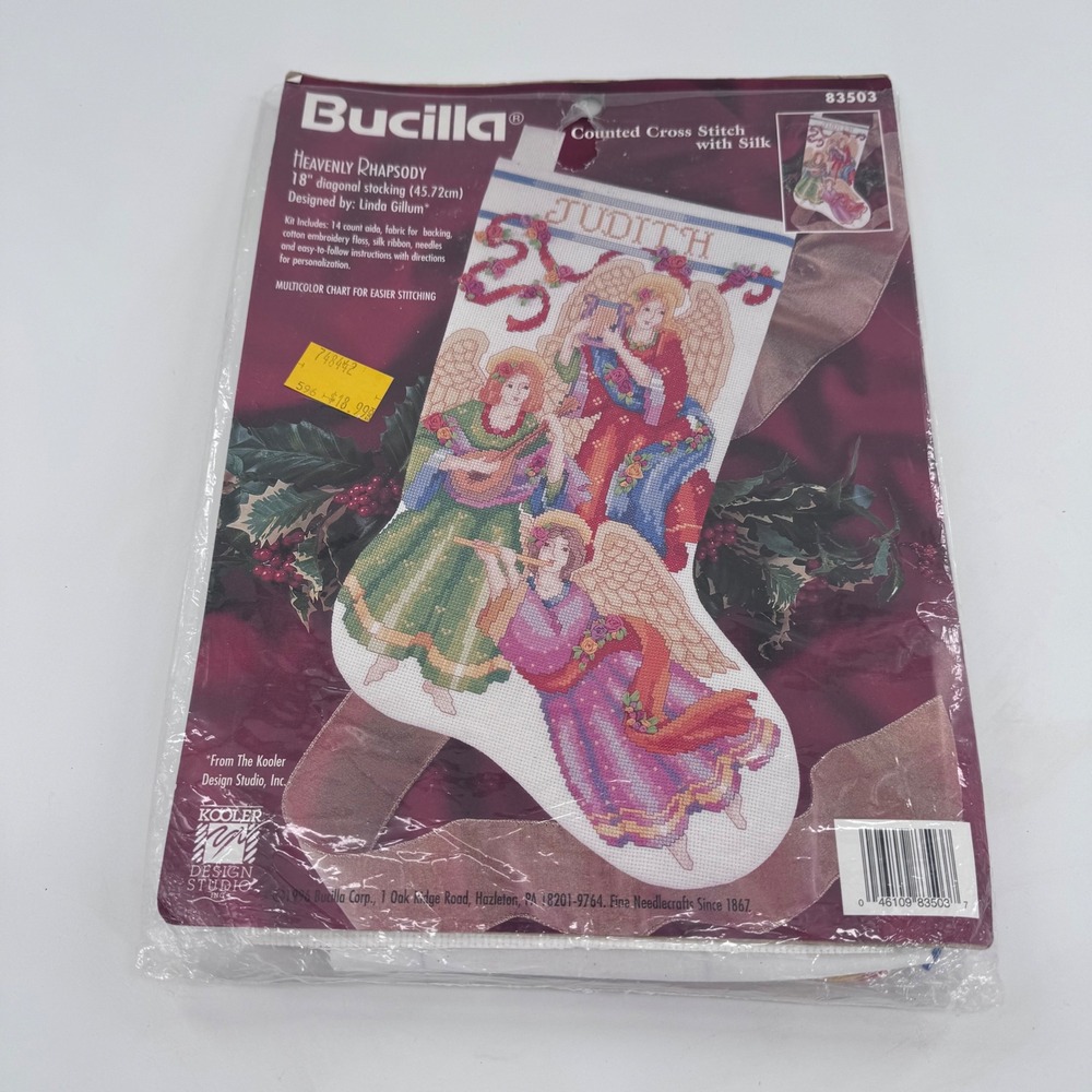 Bucilla Heavenly Rhapsody Cross Stitch Kit Stocking Angels 83503‎ Vintage Craft